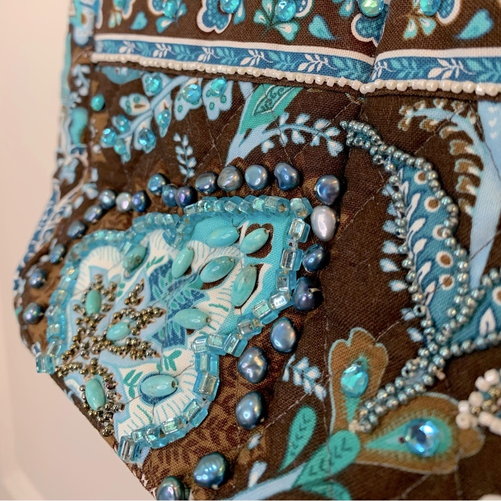 Vera Bradley Upcycled Beaded Java Blue Handbag - Picture 7 of 11